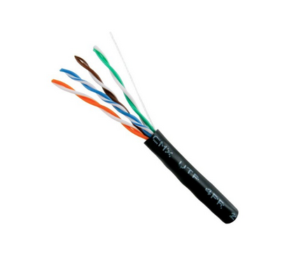 Cat5E CMX, Outdoor Rated Cable, UV Rated, 8-Conductor, 24AWG Solid-Bare Copper, Black, 1000ft Pull Box