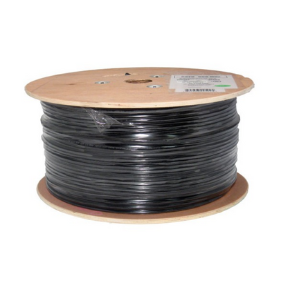 Cat6 CMX Outdoor Rated Cable UV Rted 23AWG Solid-Bare-Copper Black 1000ft Wooden Spool