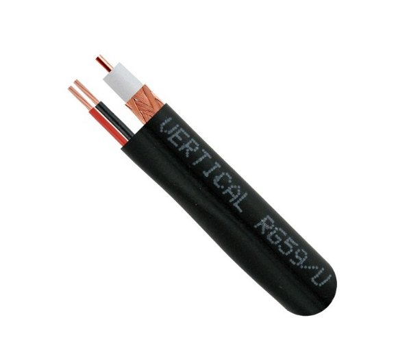 RG59 Siamese + 18AWG Power Cables CCS Conductor Shield 20AWG 500ft Pull Box Black